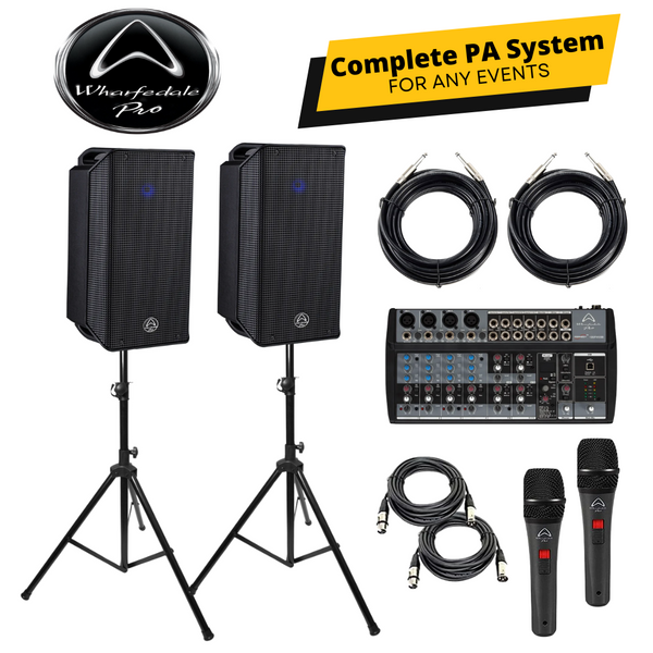 Wharfedale Pro Typhon AX8-BT PA Speaker Bundle with Connect 1202FX mixer