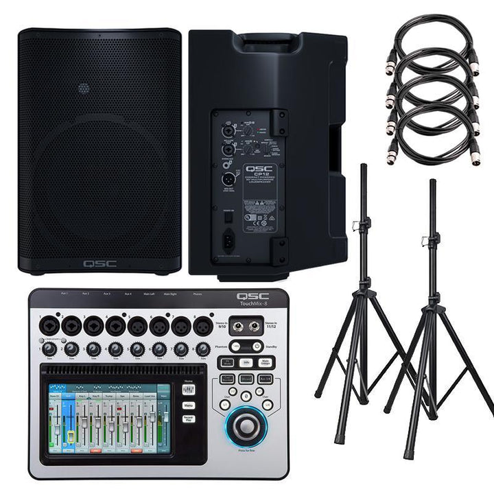 Church-Portable-Sound-System-Package-with-2-QSC-CP12-Speakers-and-QSC-Digital-Mixer