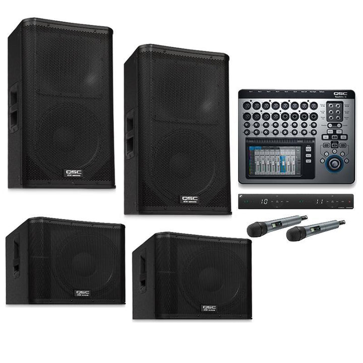 qsc-pa-system-for-church-band-with-2-kw122-loudspeaker-kw181-subwoofer-package